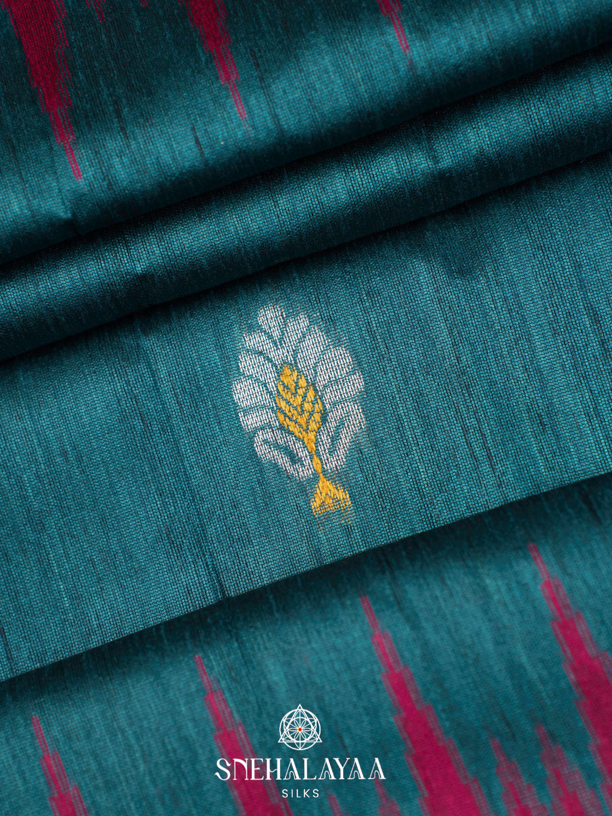 Teal Blue Matka Tussar Saree
