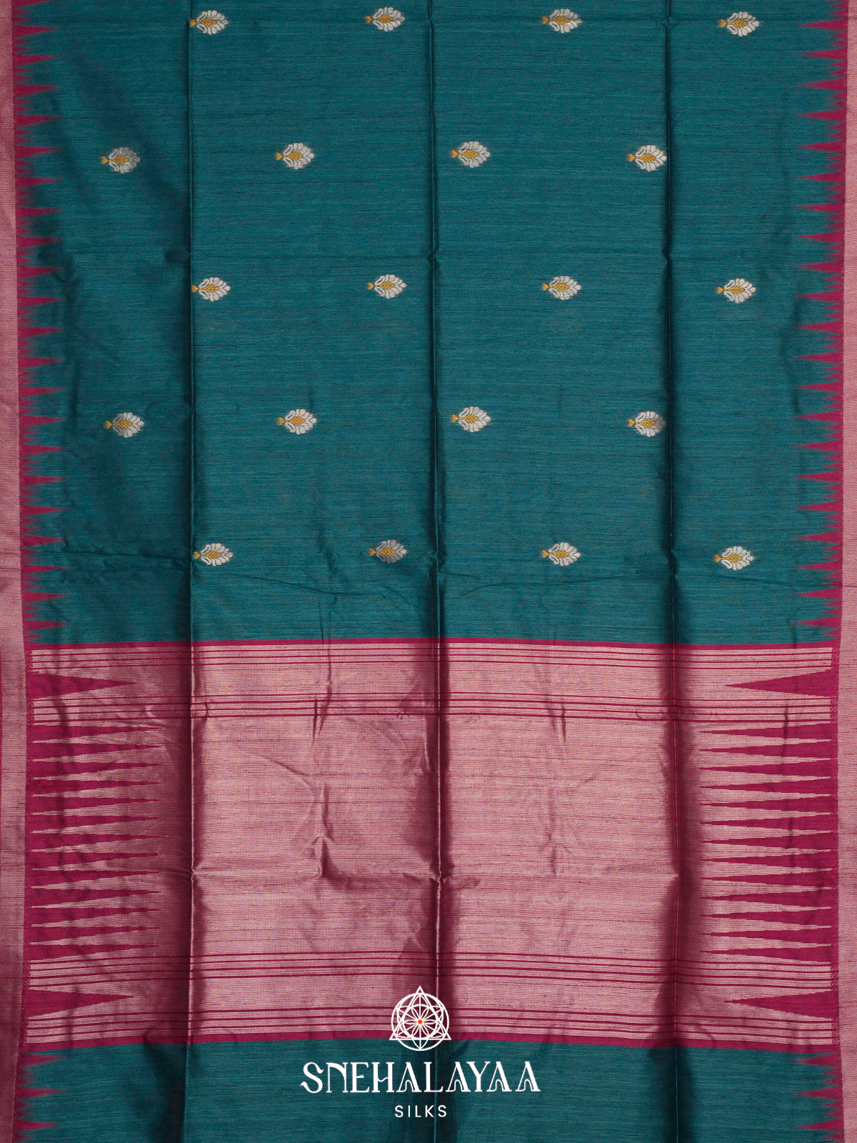 Teal Blue Matka Tussar Saree