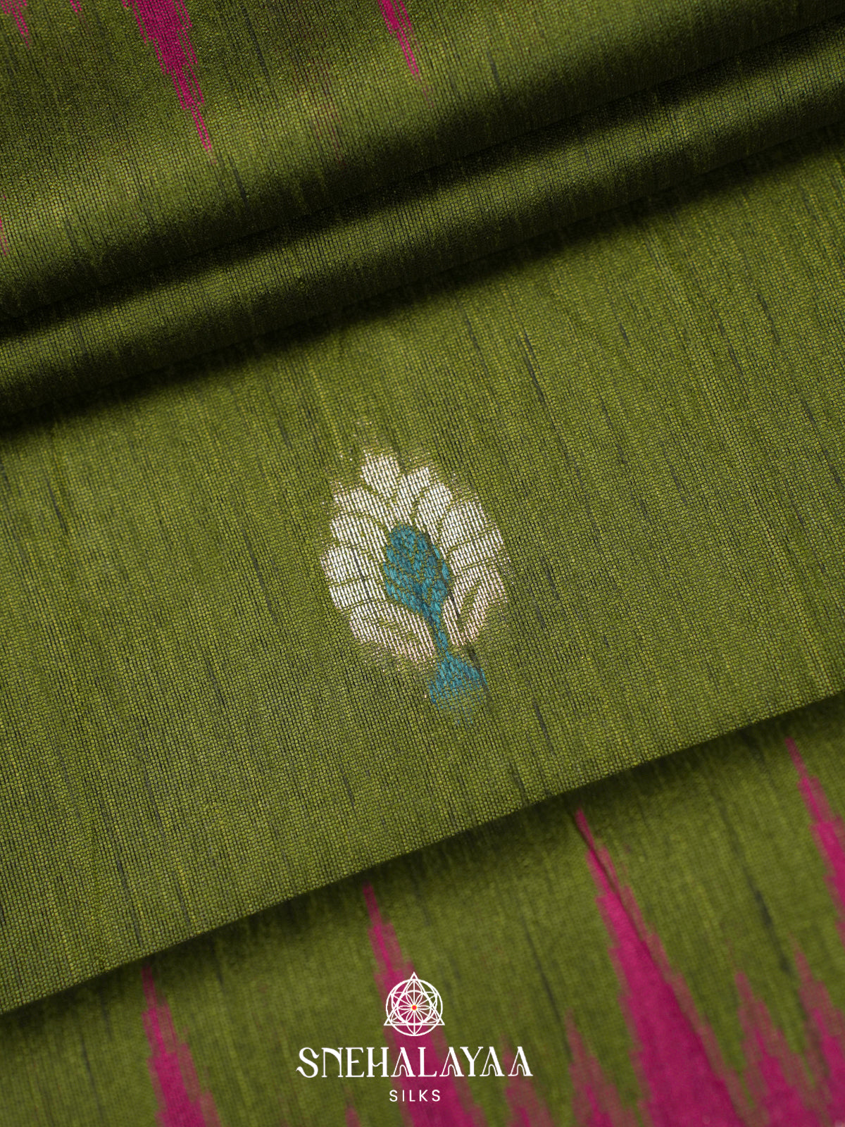 Olive Green Matka Tussar Saree