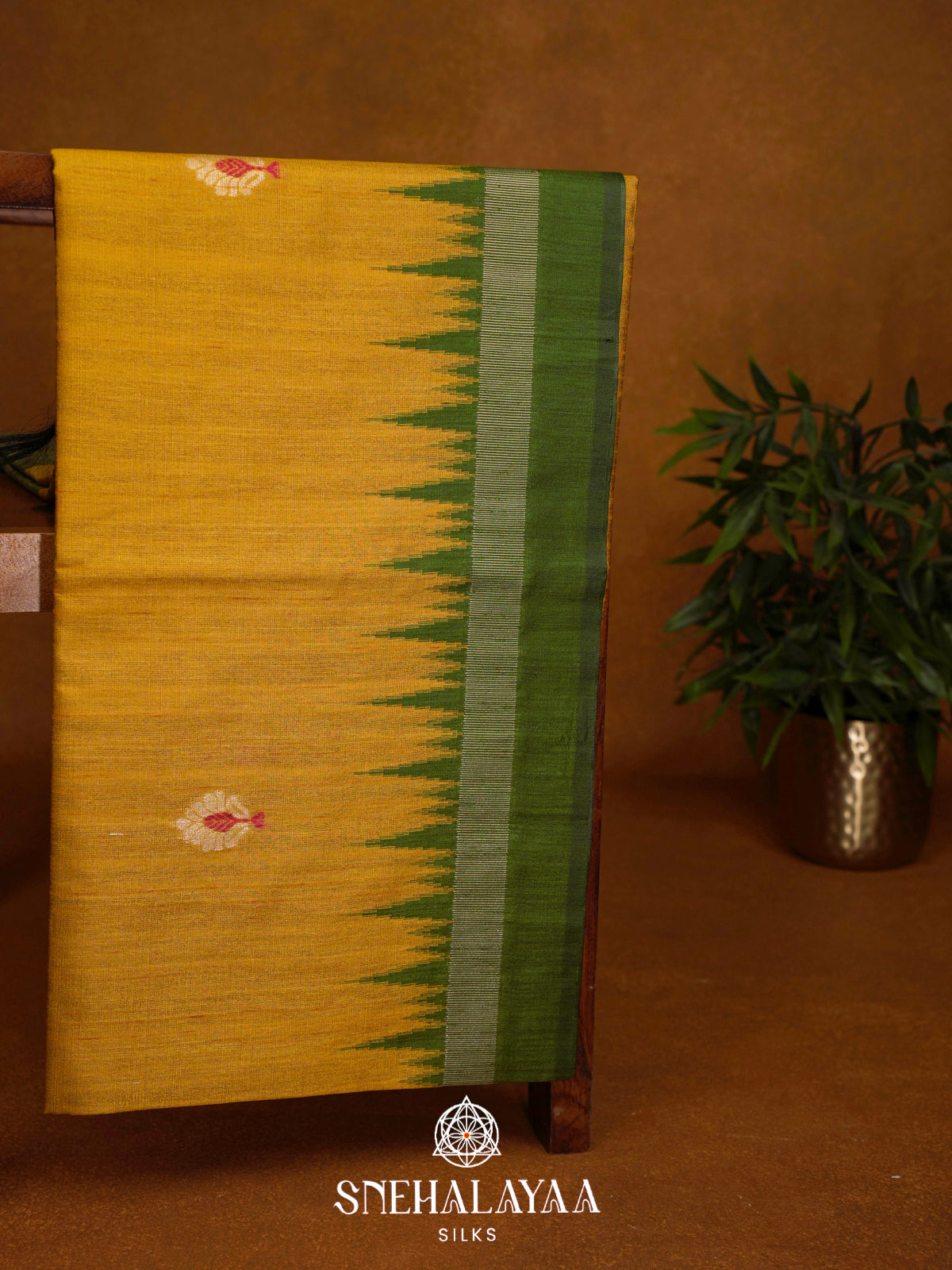 Mustard Yellow Matka Tussar Saree
