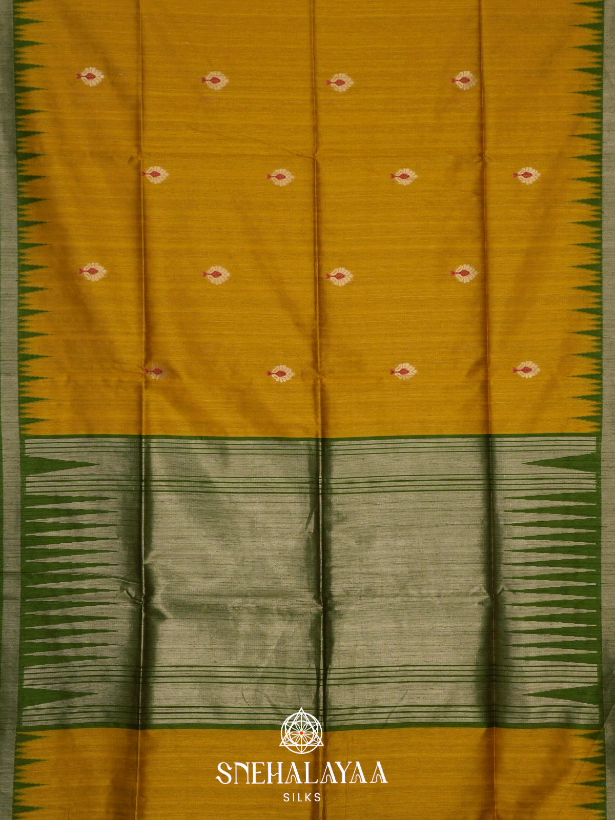 Mustard Yellow Matka Tussar Saree