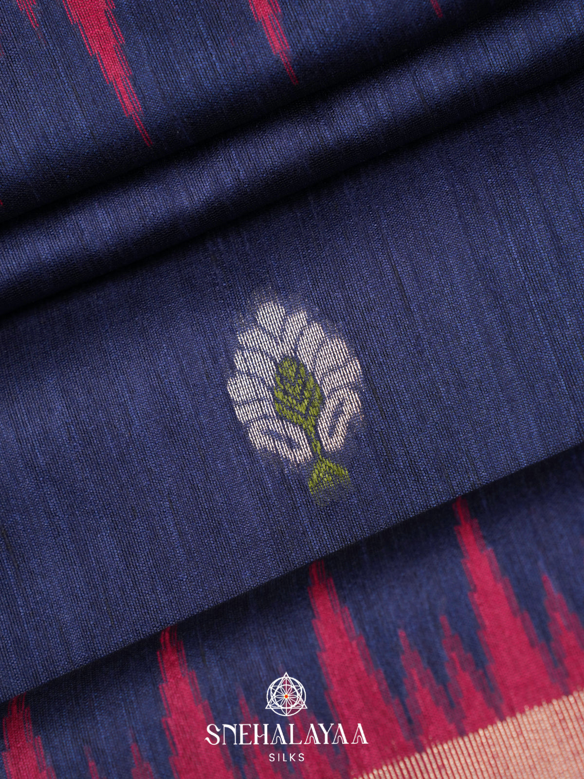 Navy Blue Matka Tussar Saree