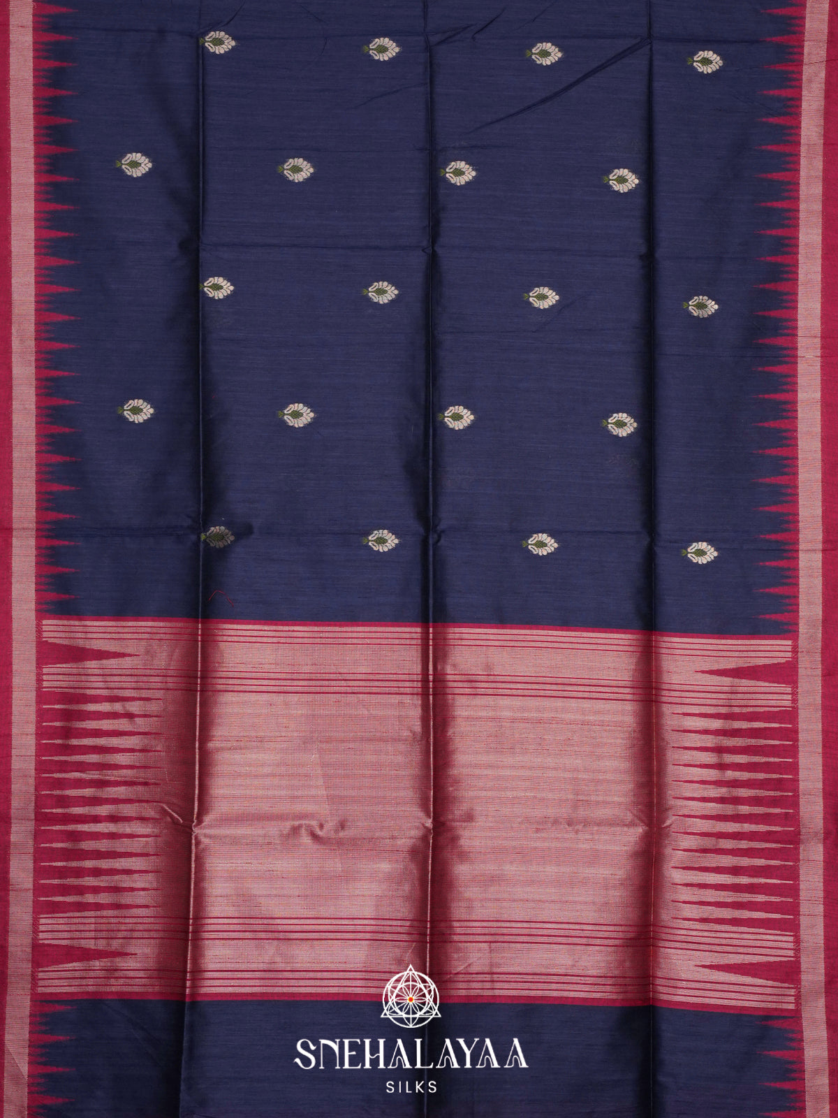 Navy Blue Matka Tussar Saree