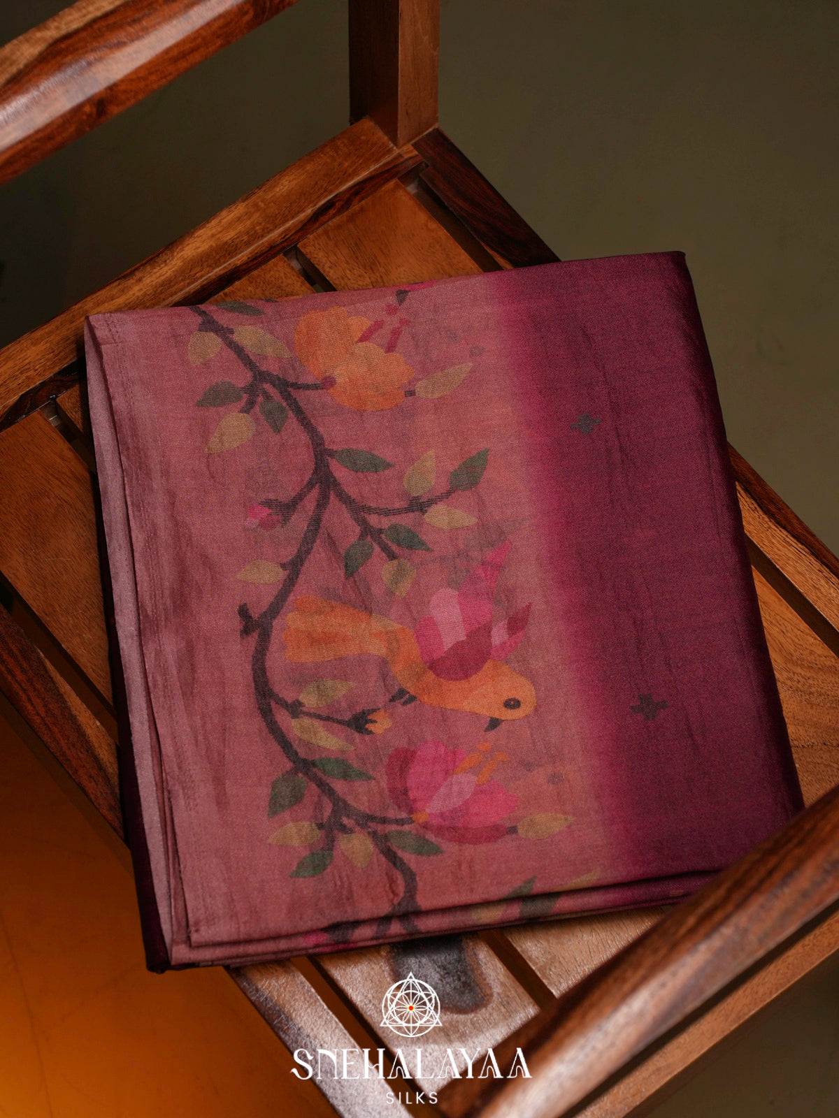 Wine Tussar Saree