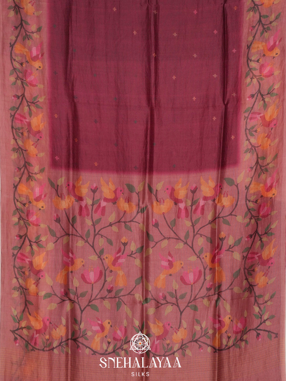 Wine Tussar Saree