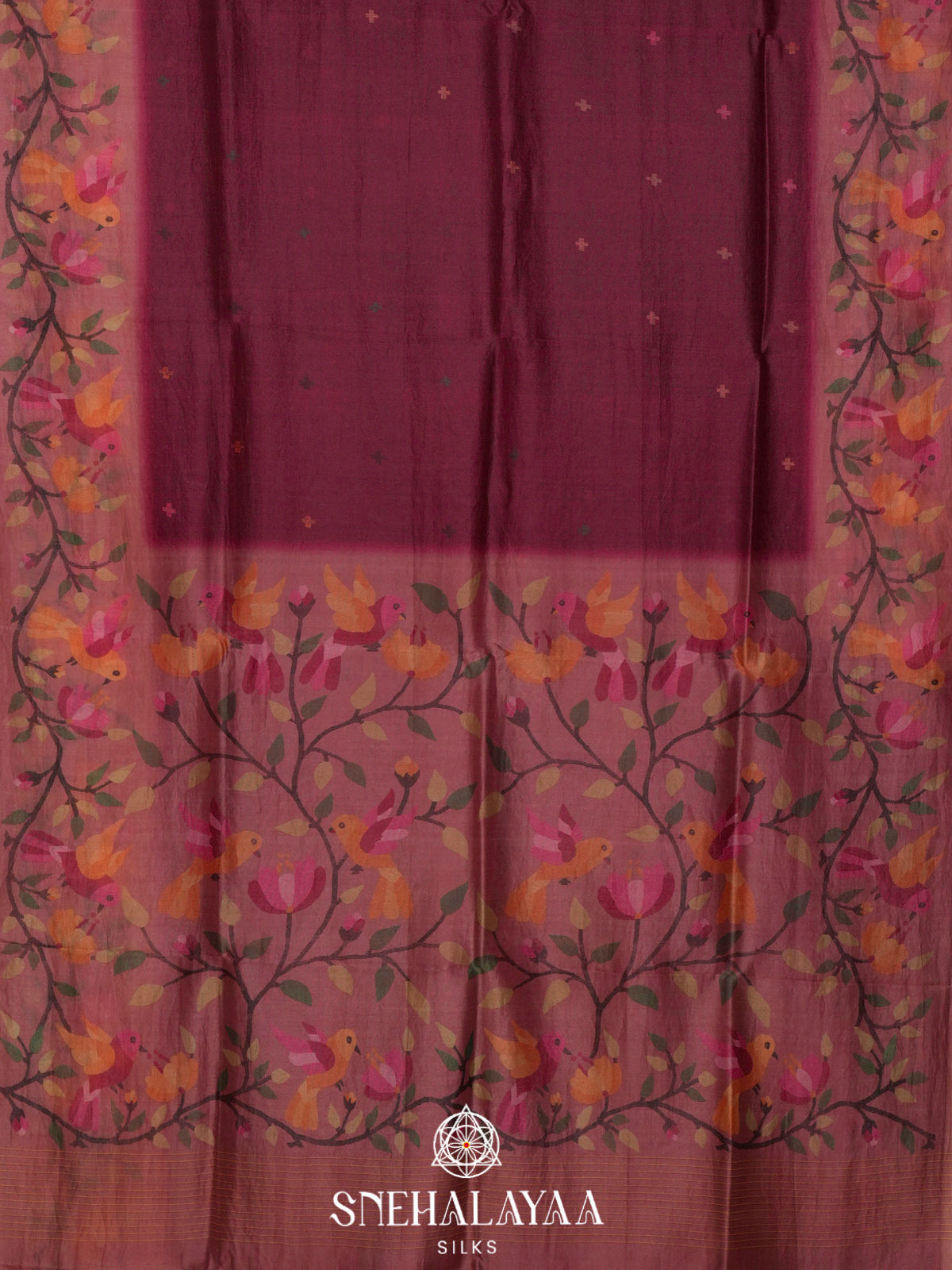 Maroon Tussar Saree