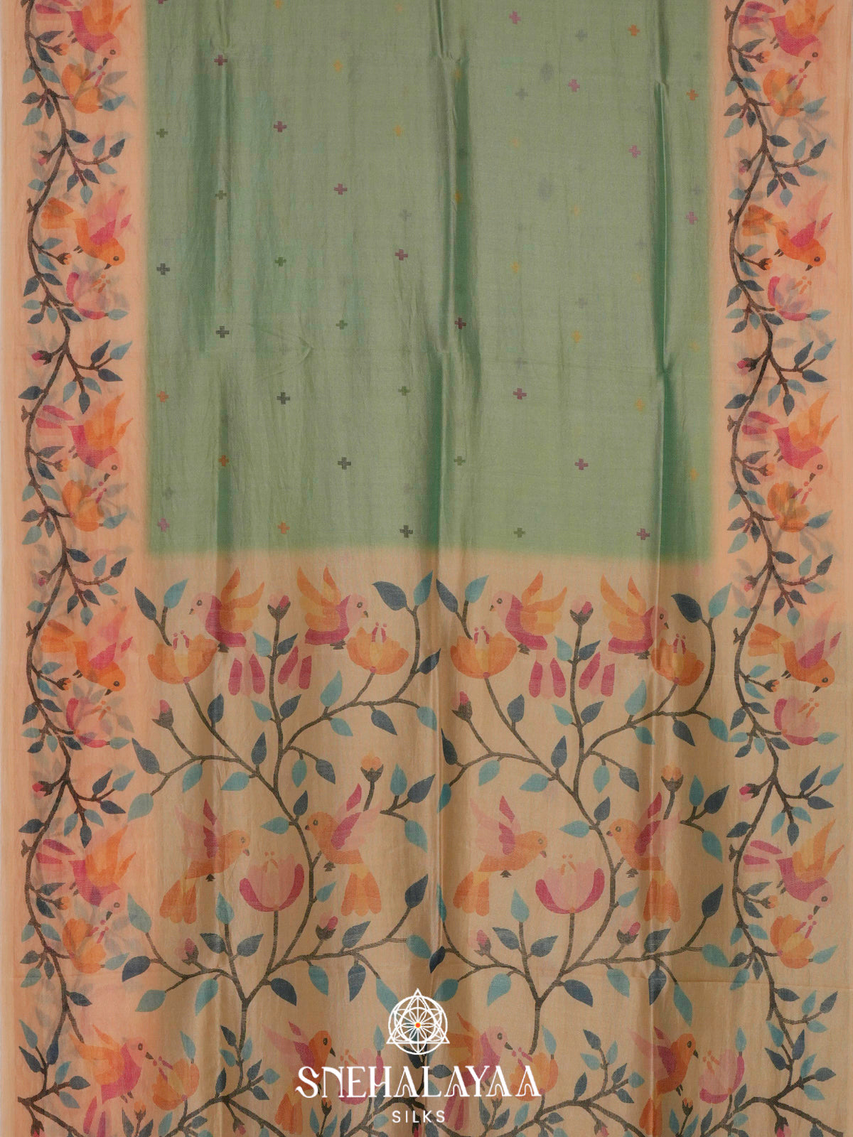 Mint Green Tussar Saree