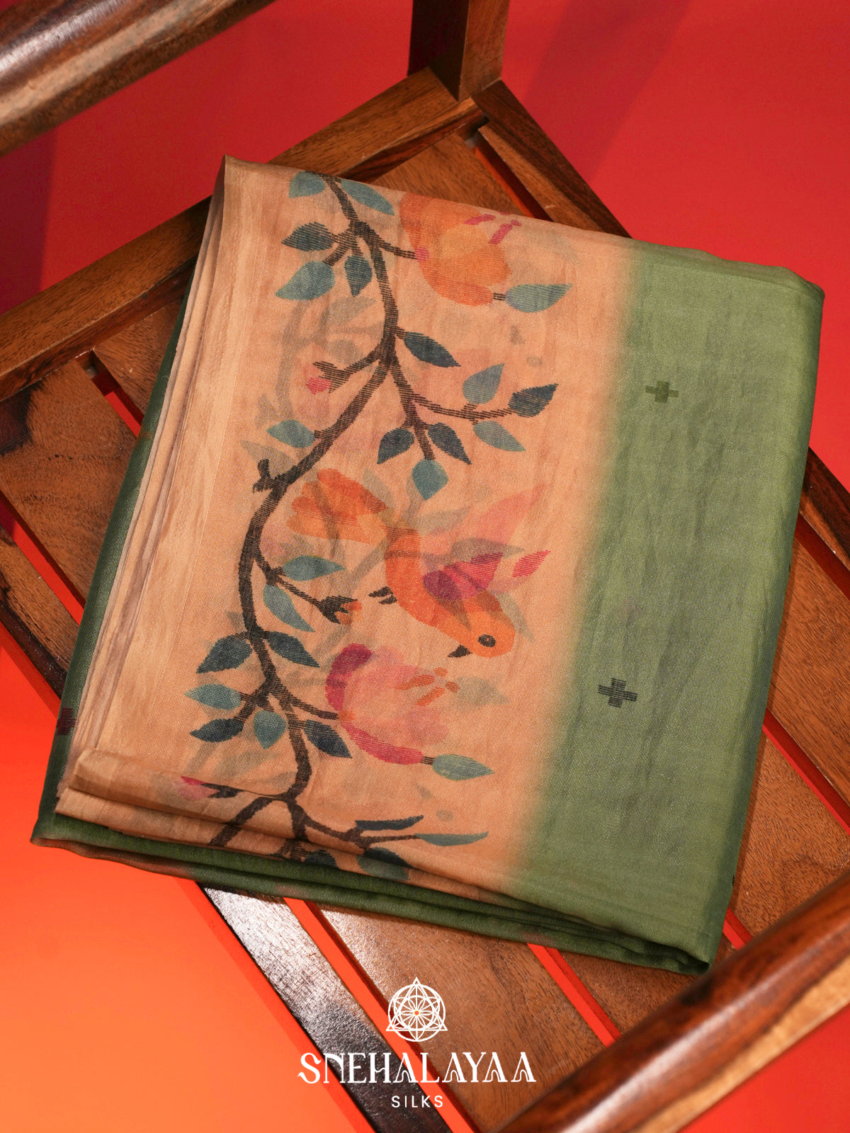 Pale Green Tussar Saree