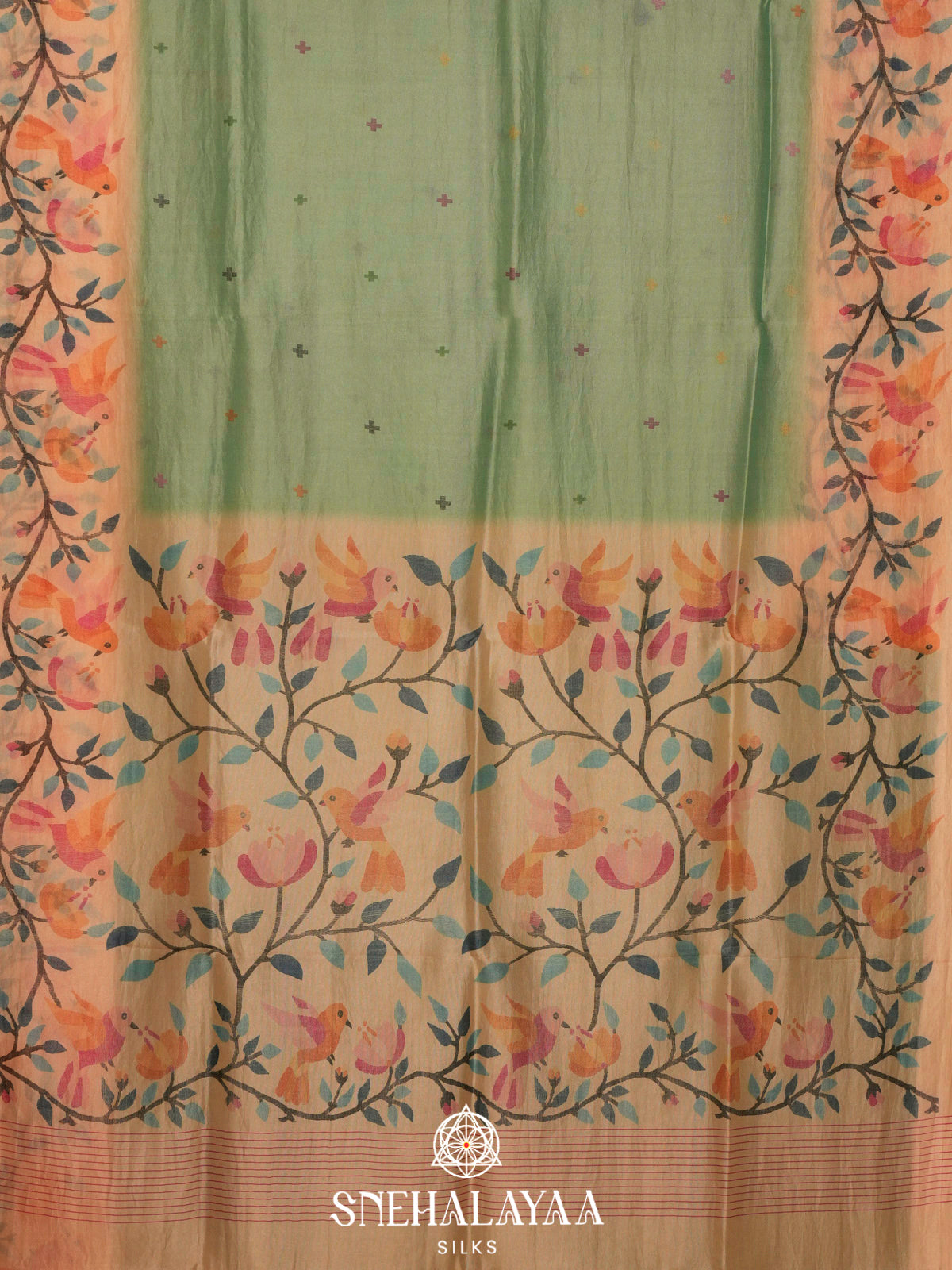 Pale Green Tussar Saree