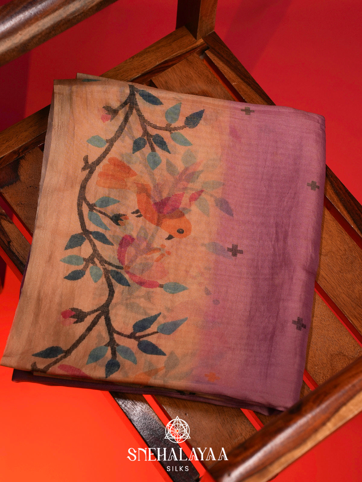 Mauve Pink Tussar Saree
