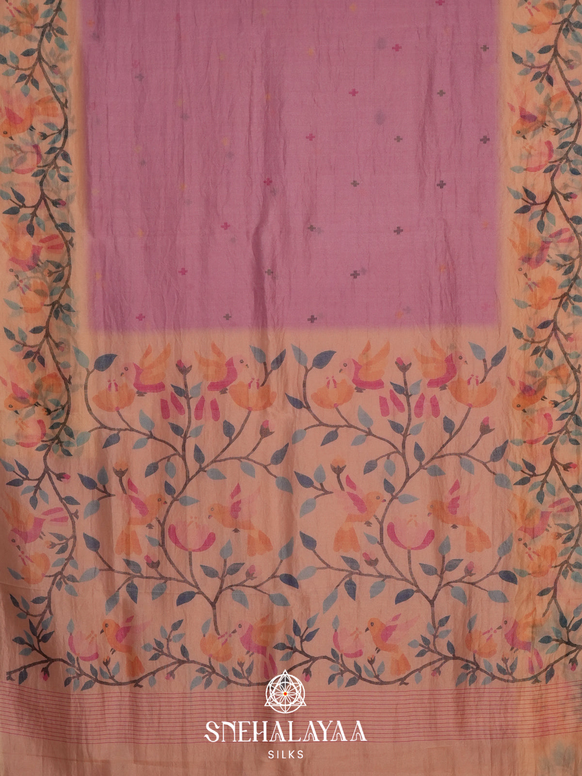 Mauve Pink Tussar Saree