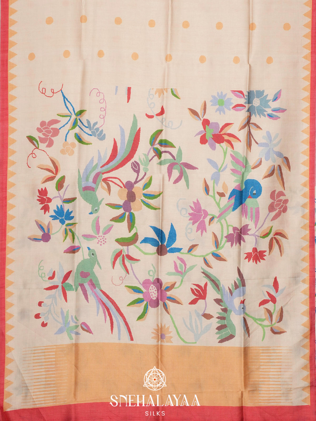 Ivory Beige Dola Saree