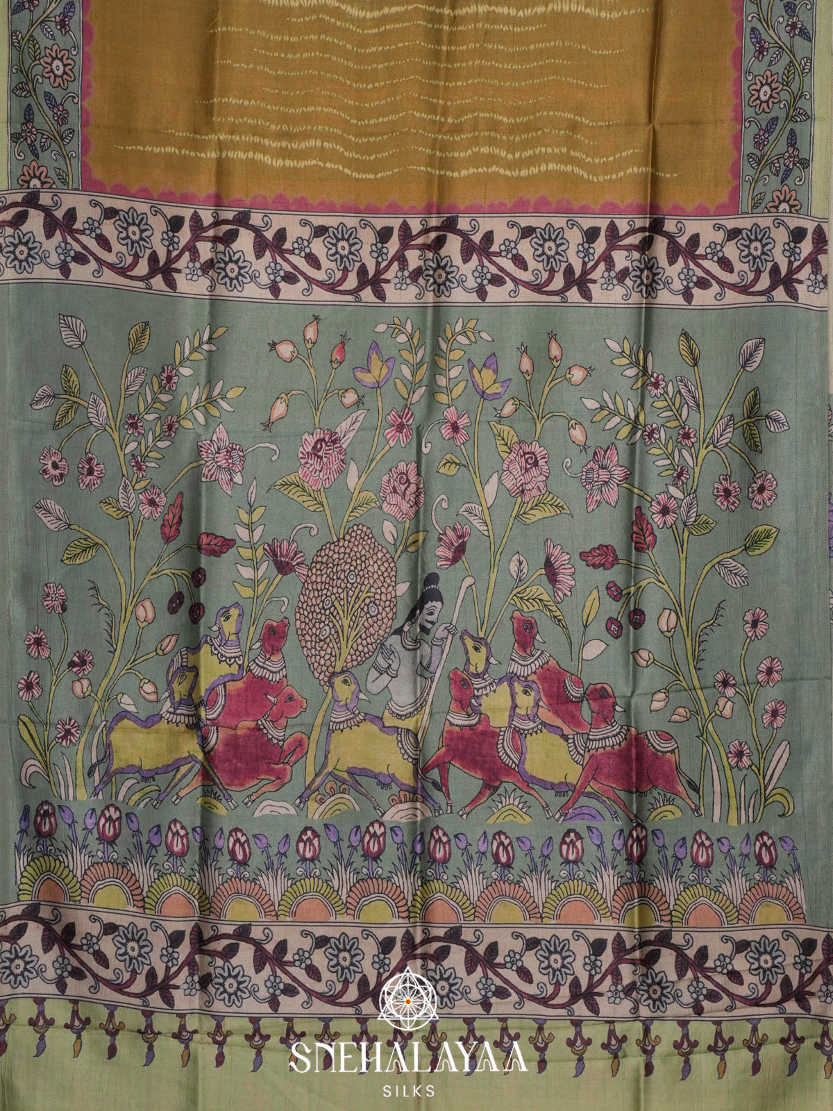 Olive Gold Dola Saree