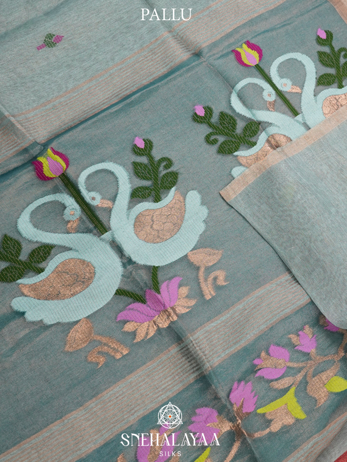 Mint Blue Linen Saree