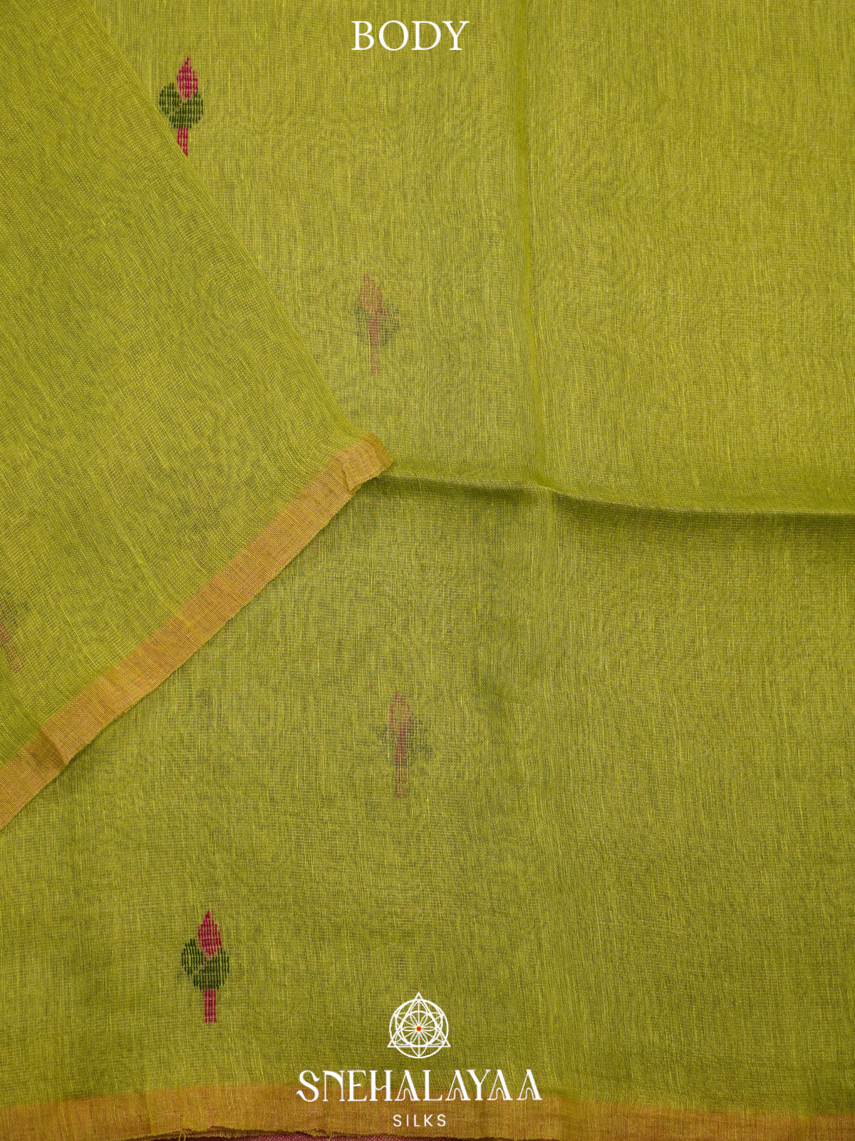 Lime Green Linen Saree