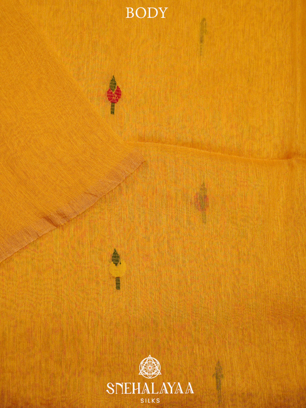 Mango Yellow Linen Saree