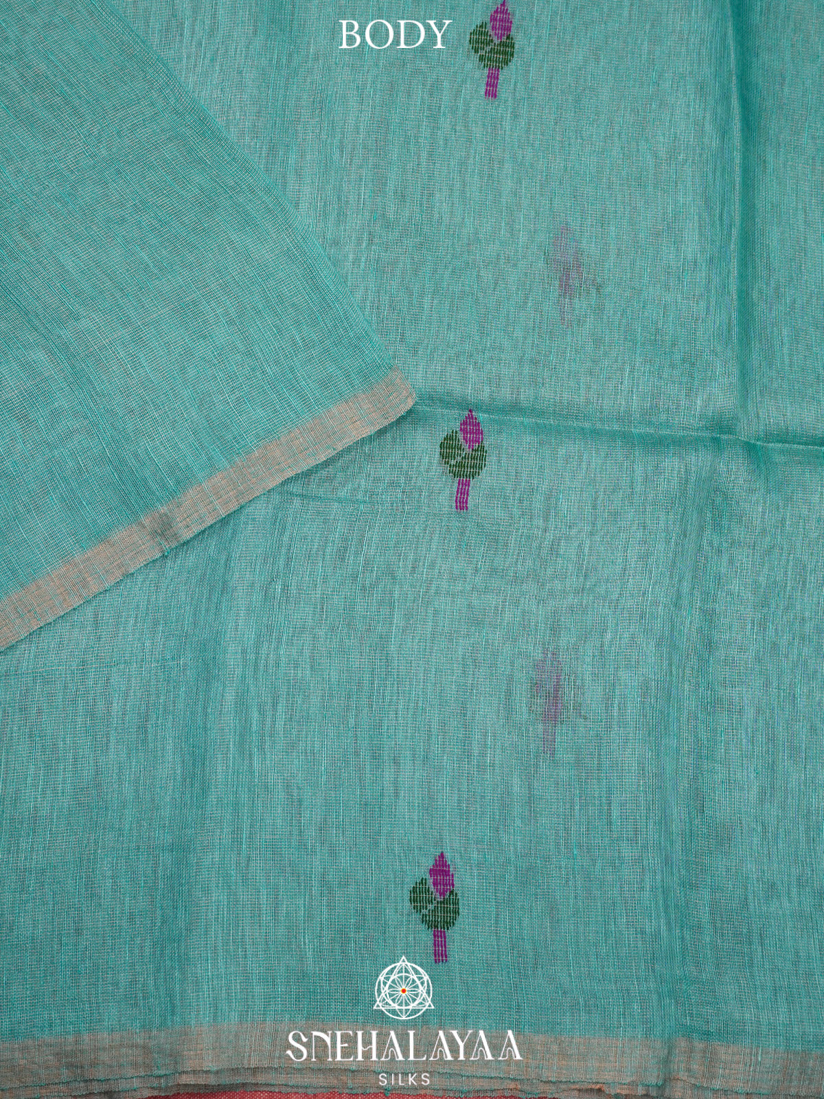 Teal Blue Linen Saree