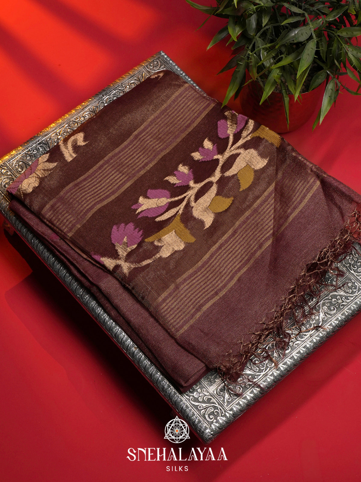 Coffee Brown Linen Saree
