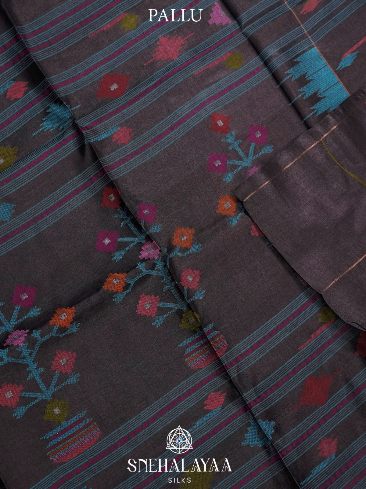 Charcol Black Tussar Saree