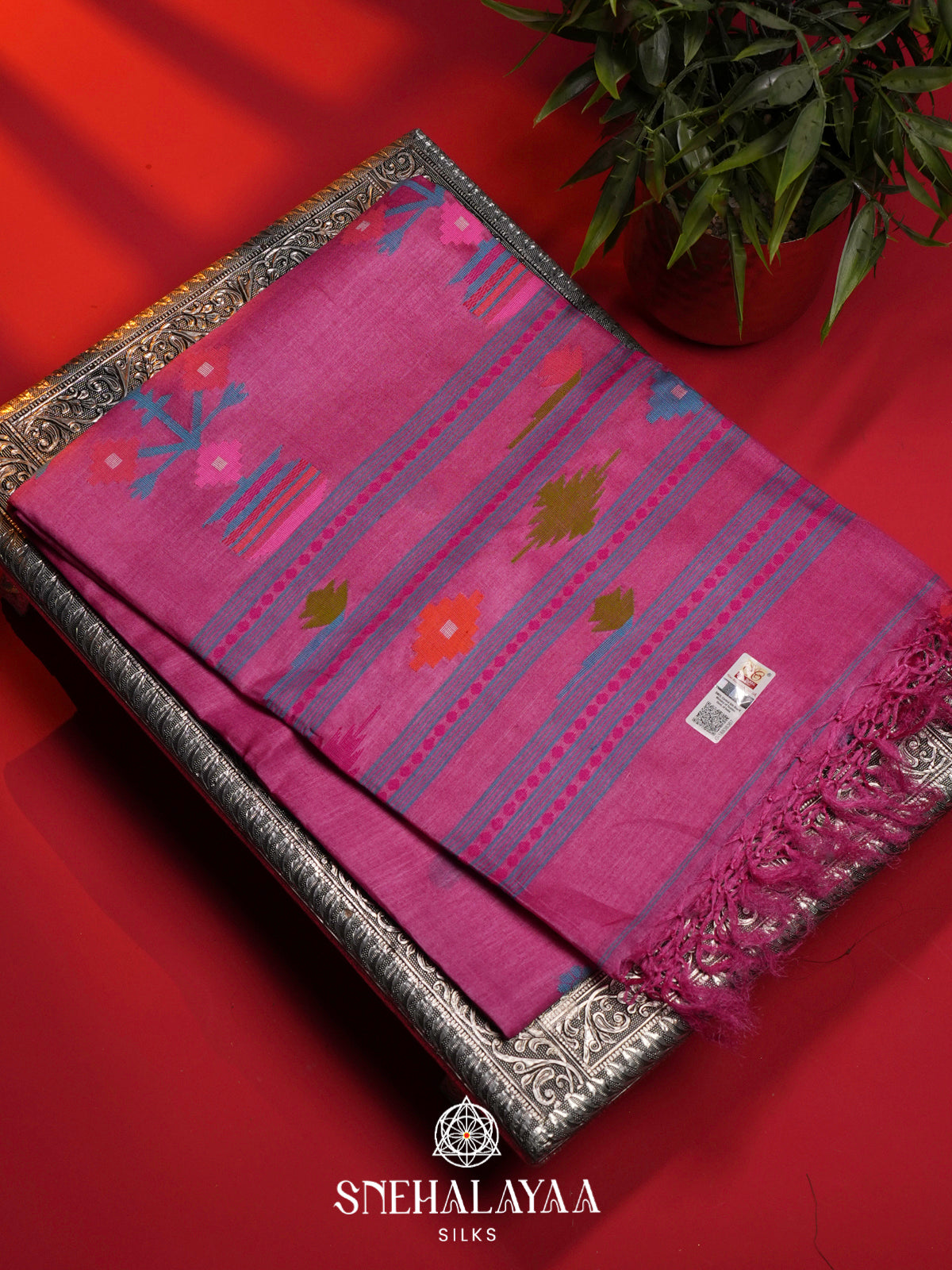 Pink Tussar Saree