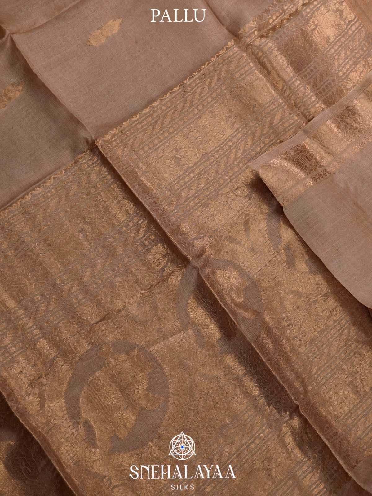 Beige Gold Tussar Saree