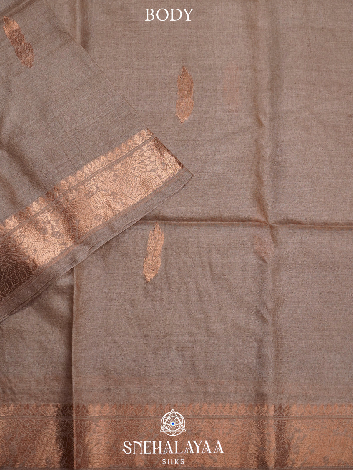 Beige Gold Tussar Saree
