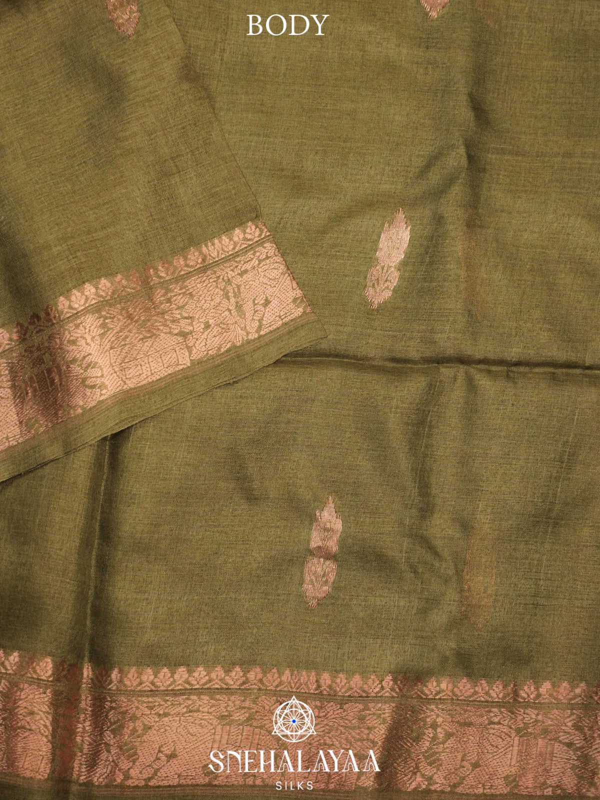Olive Green Tussar Saree