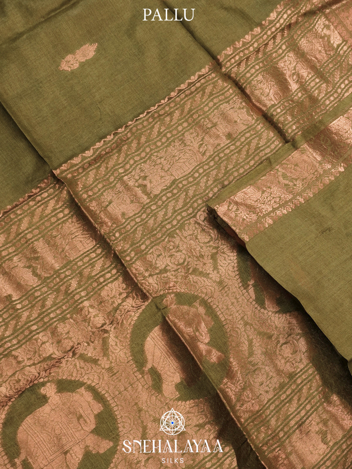 Olive Green Tussar Saree