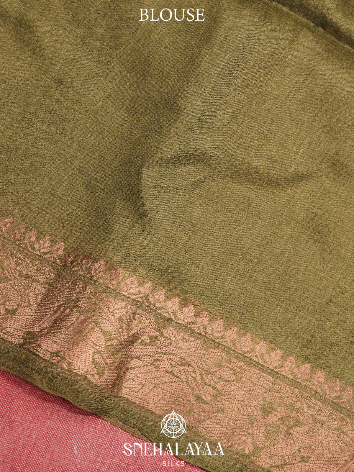 Olive Green Tussar Saree