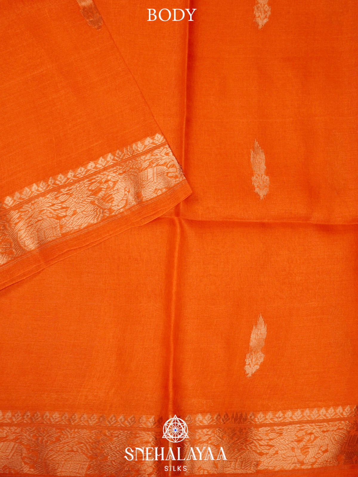 Rust Orange Tussar Saree