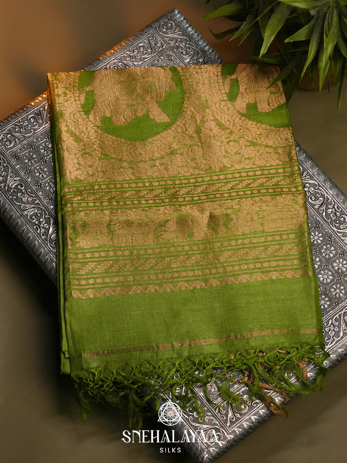 Green Tussar Saree