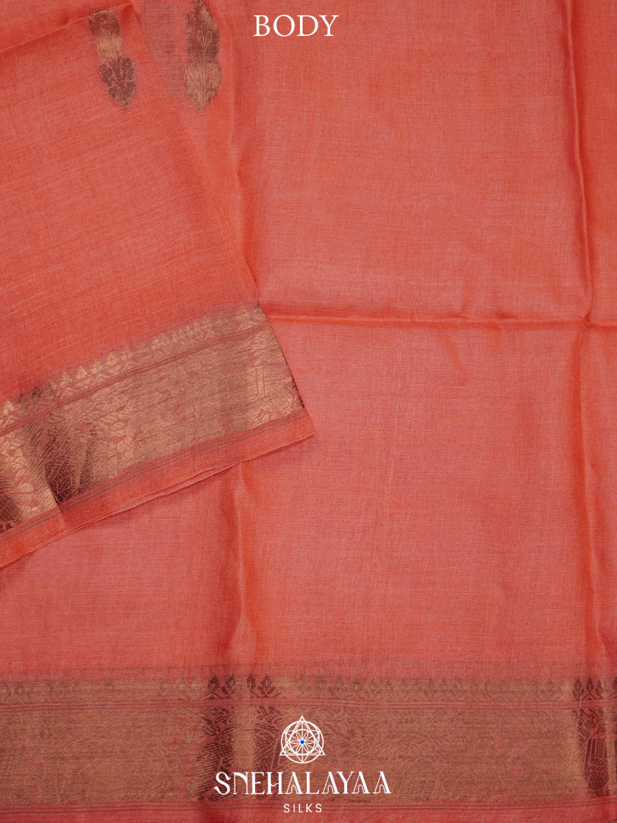 Peach Tussar Saree