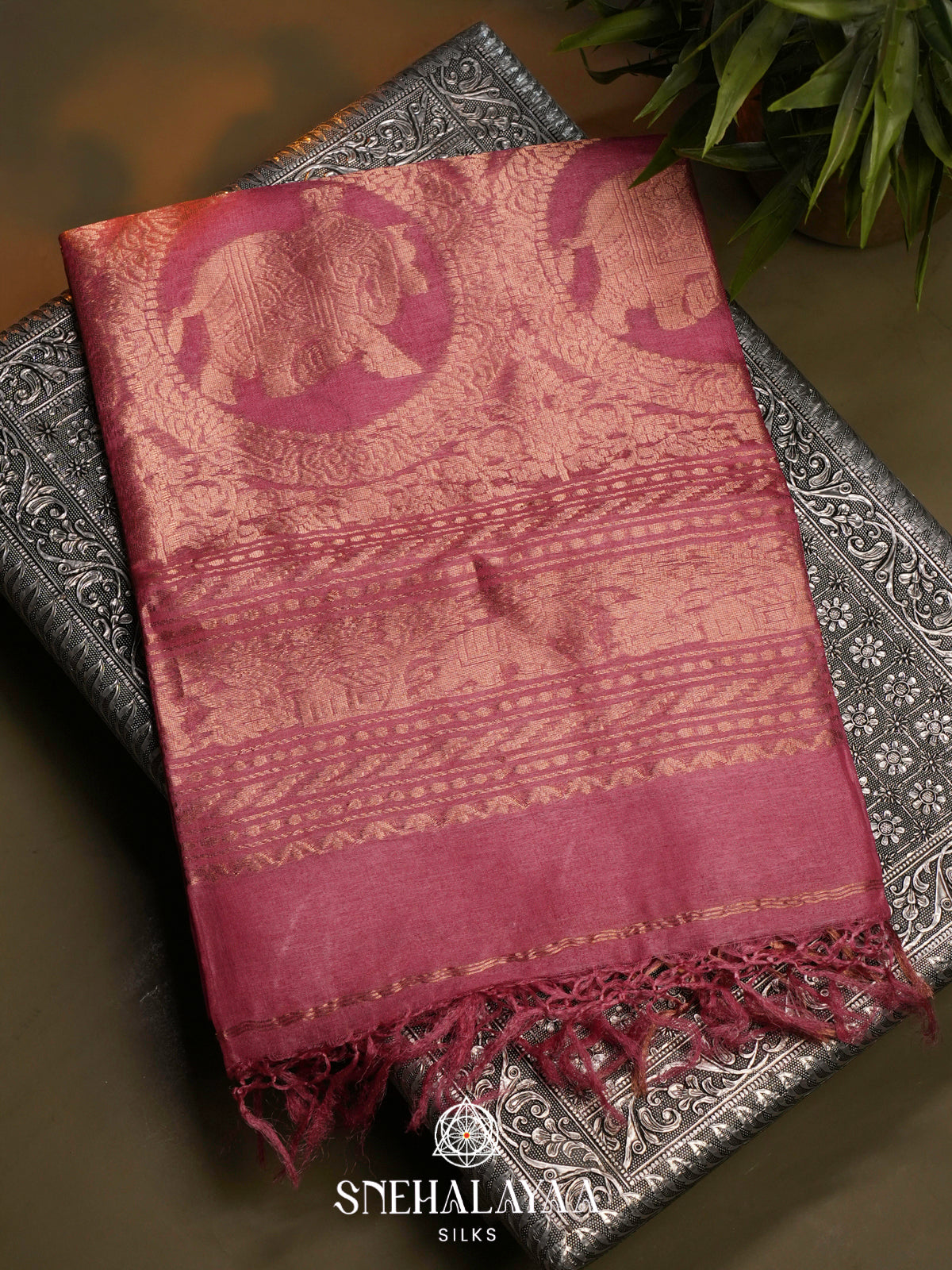 Pink Tussar Saree