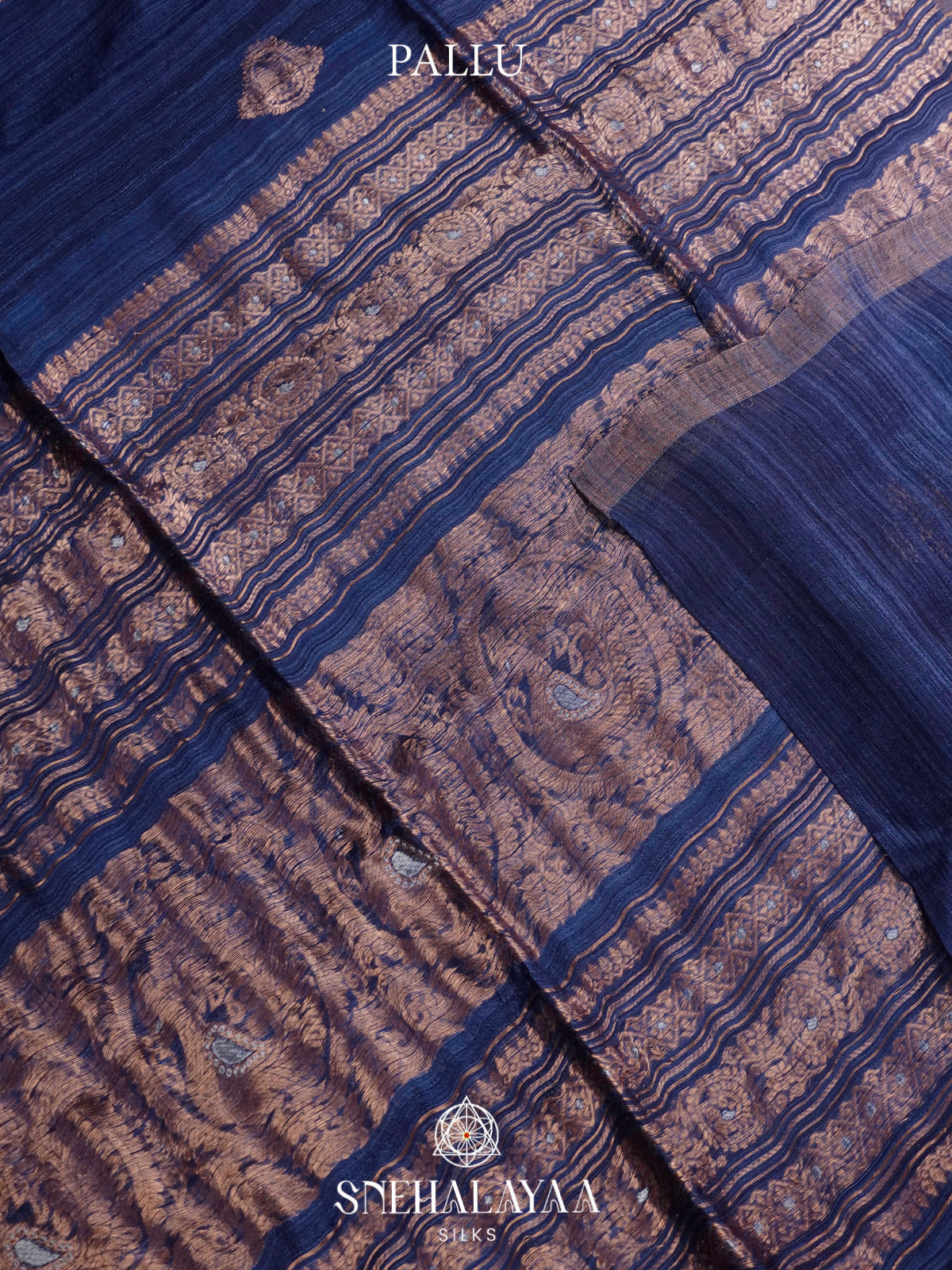 Blue Matka Tussar Saree with Woven Border