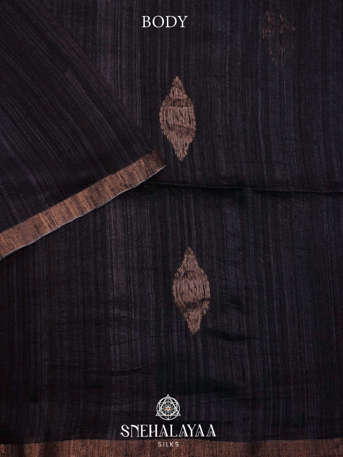 Black Matka Tussar Saree with Woven Border