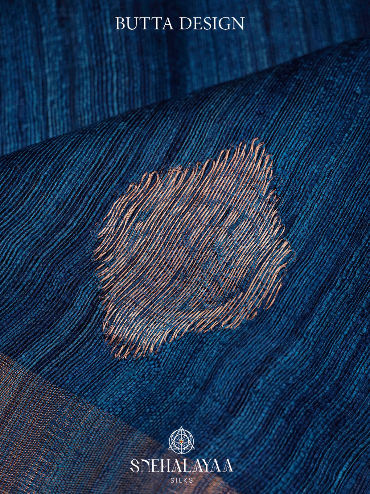 Peacock Blue Matka Tussar Saree with Woven Border