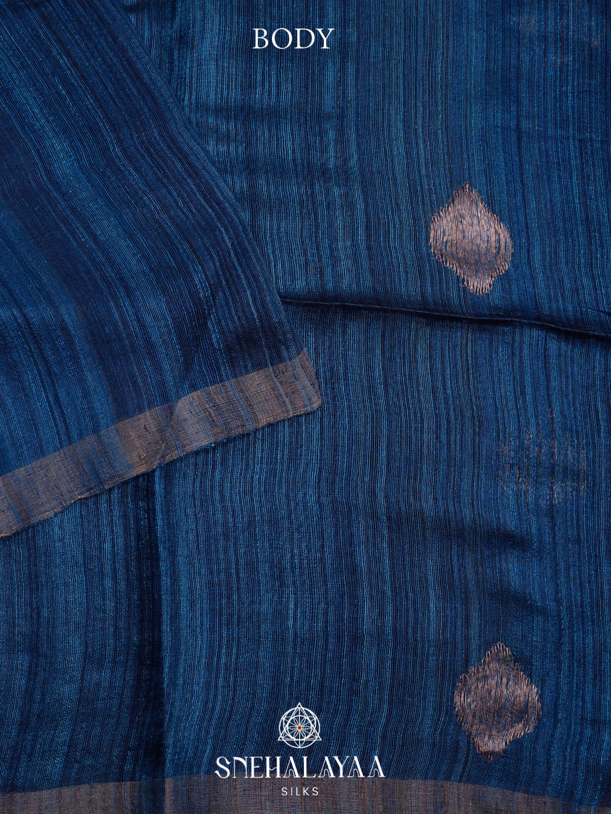 Peacock Blue Matka Tussar Saree with Woven Border