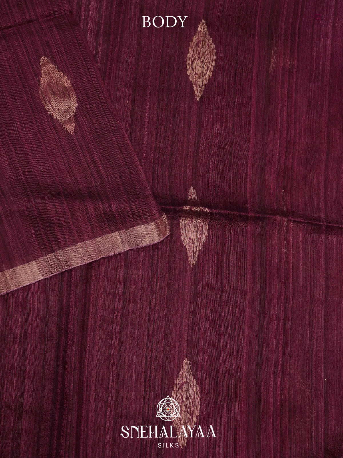 Wine Matka Tussar Saree with Woven Border