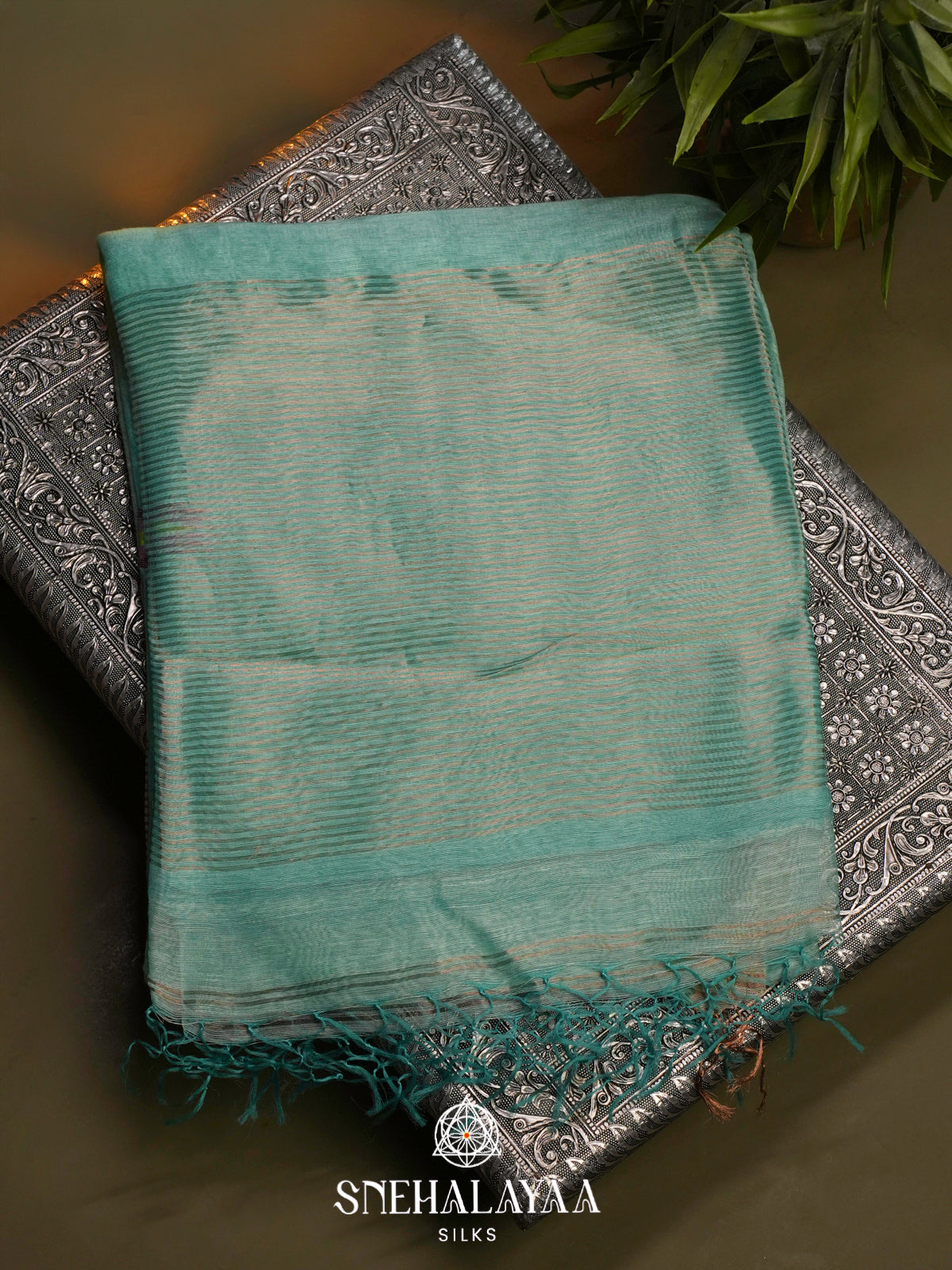 Mint Green Linen Saree