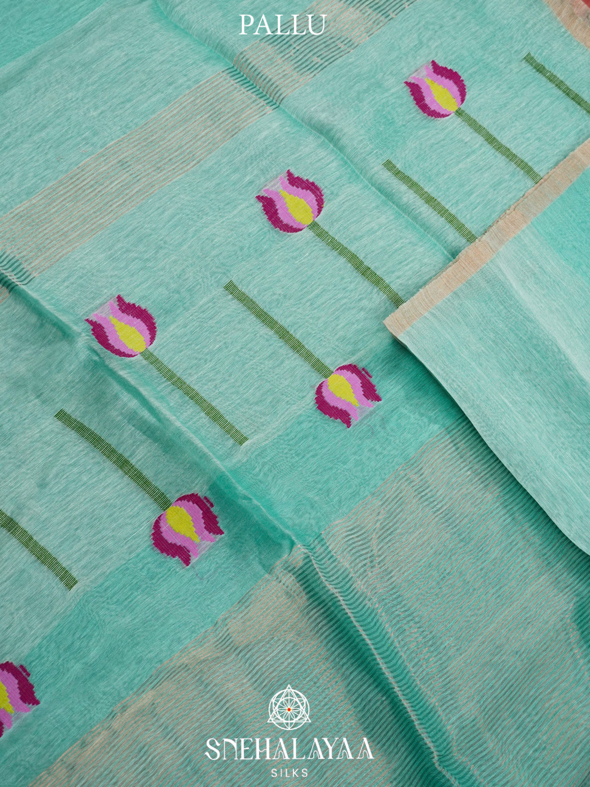 Mint Green Linen Saree