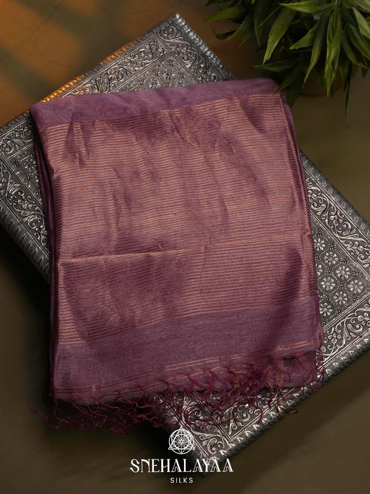 Lilac Linen Saree