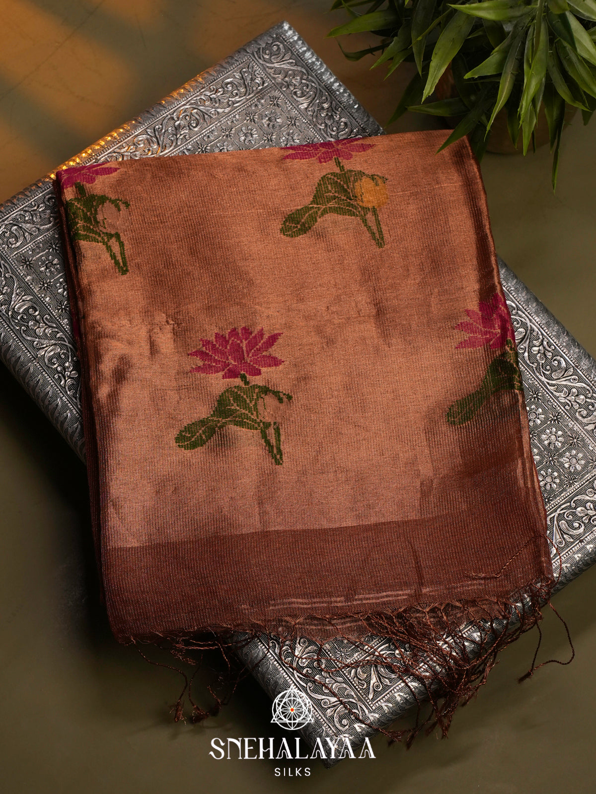 Brown Linen Saree