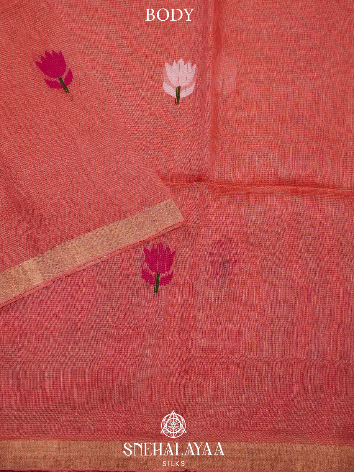 Peach Linen Saree