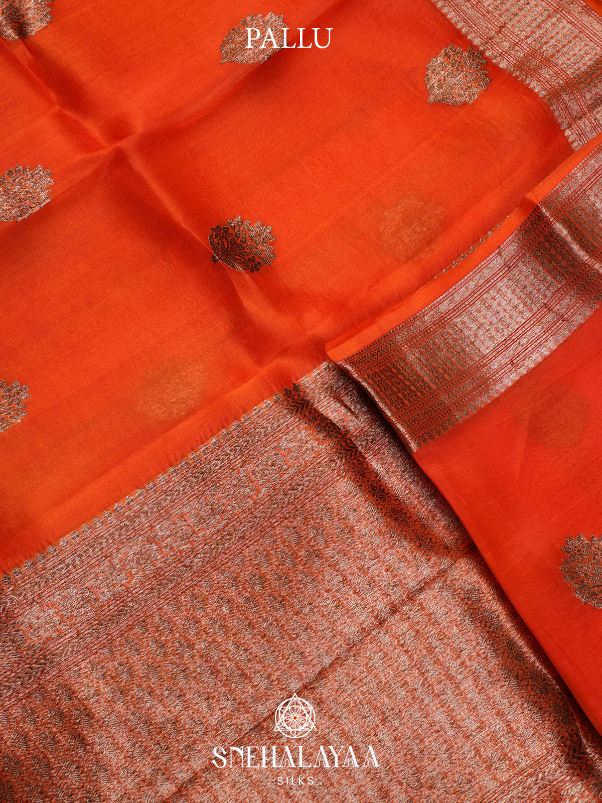 Orange Kora Silk Saree