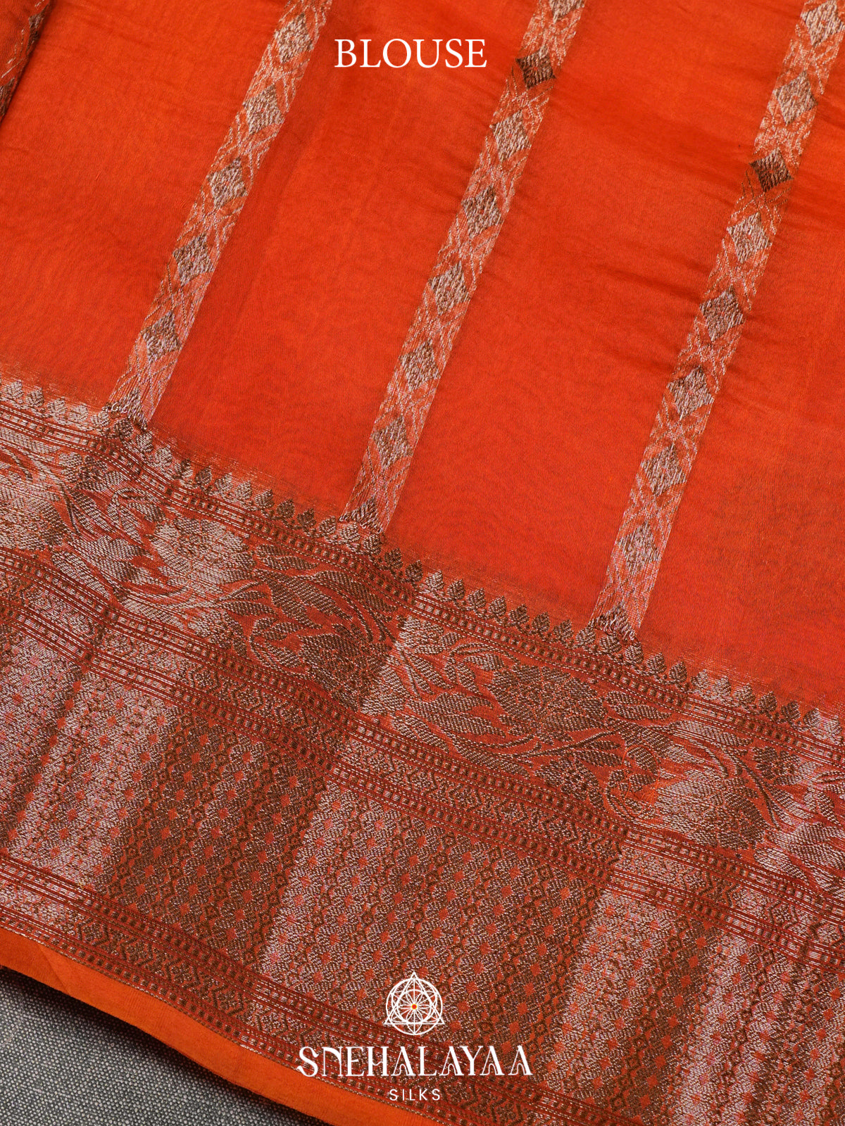 Orange Kora Silk Saree