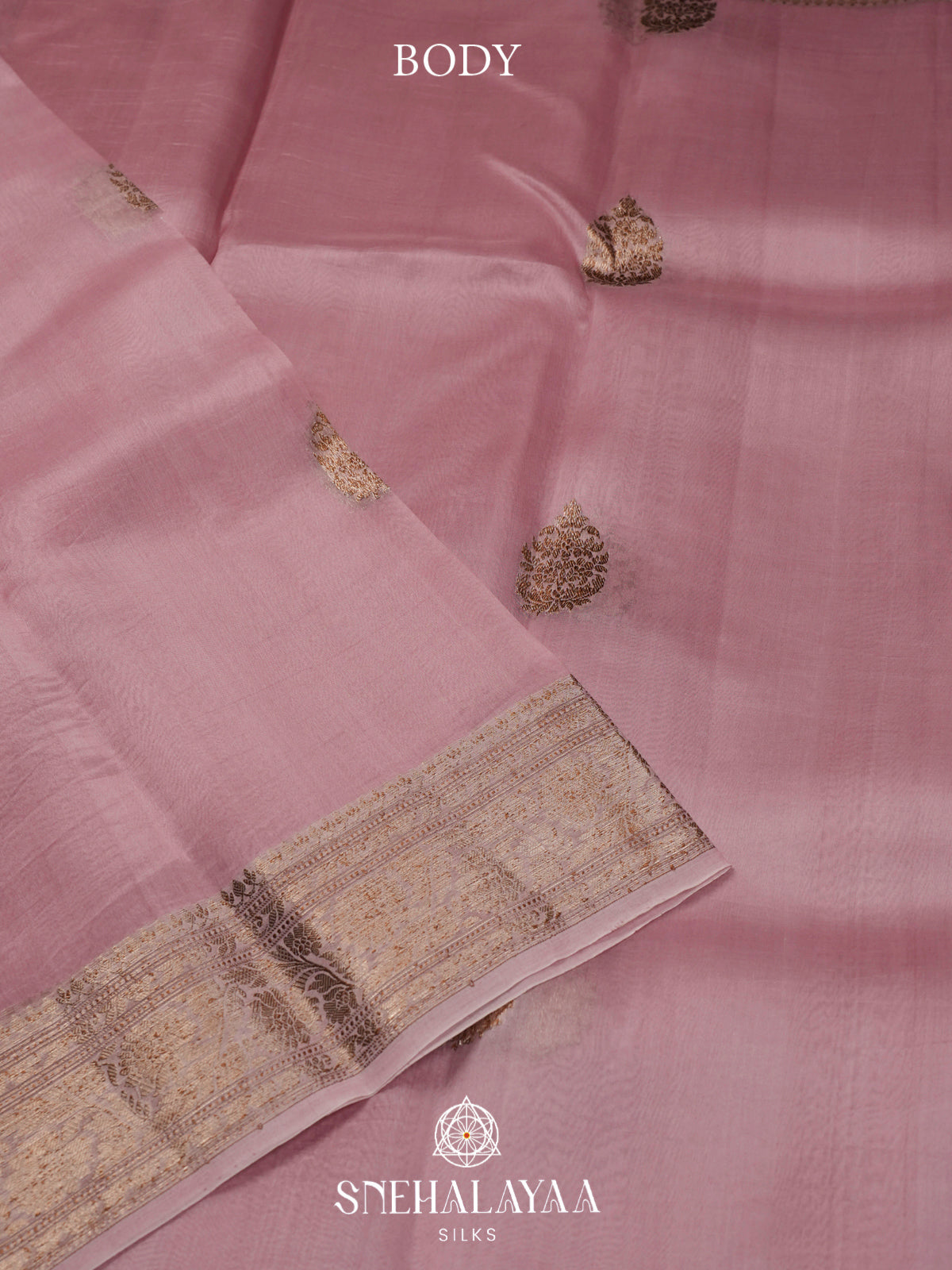 Dusty Pink Kora Silk Saree