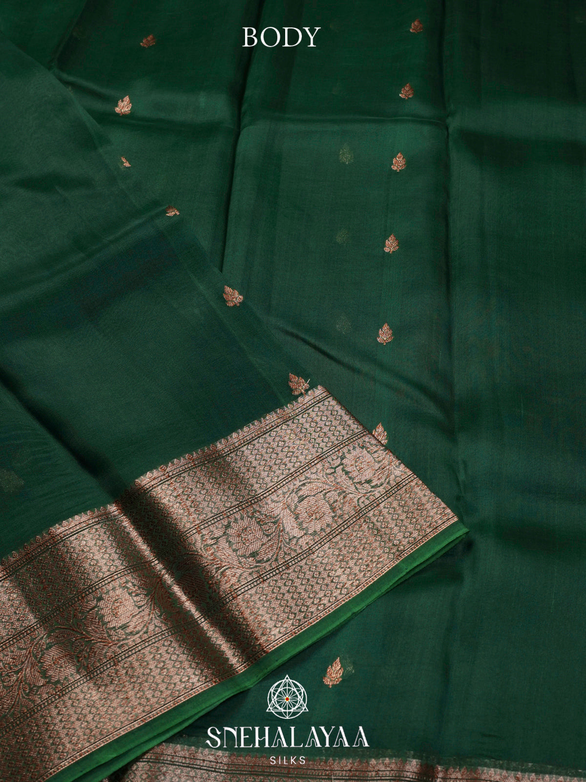 Forest Green Kora Silk Saree