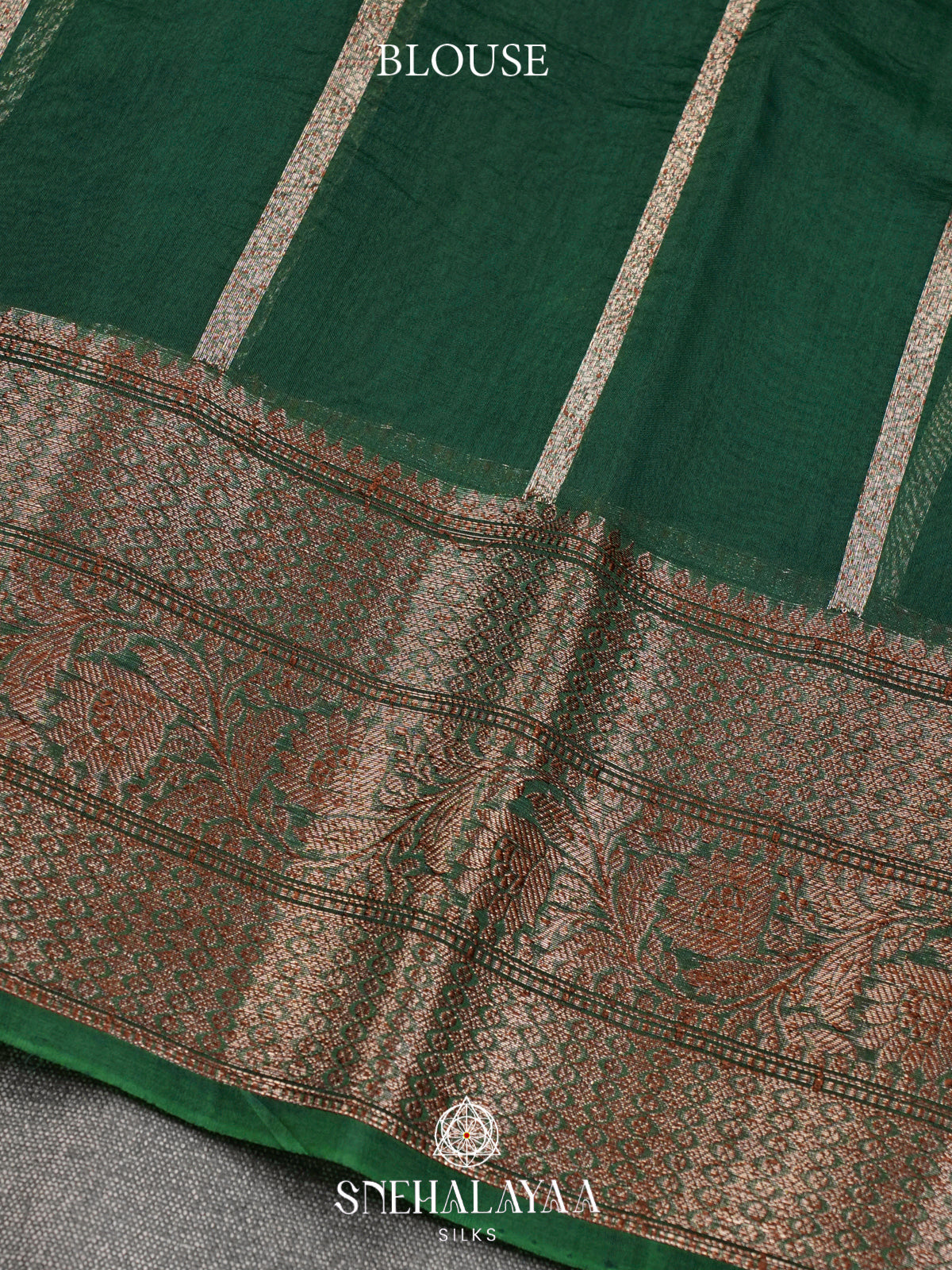Forest Green Kora Silk Saree