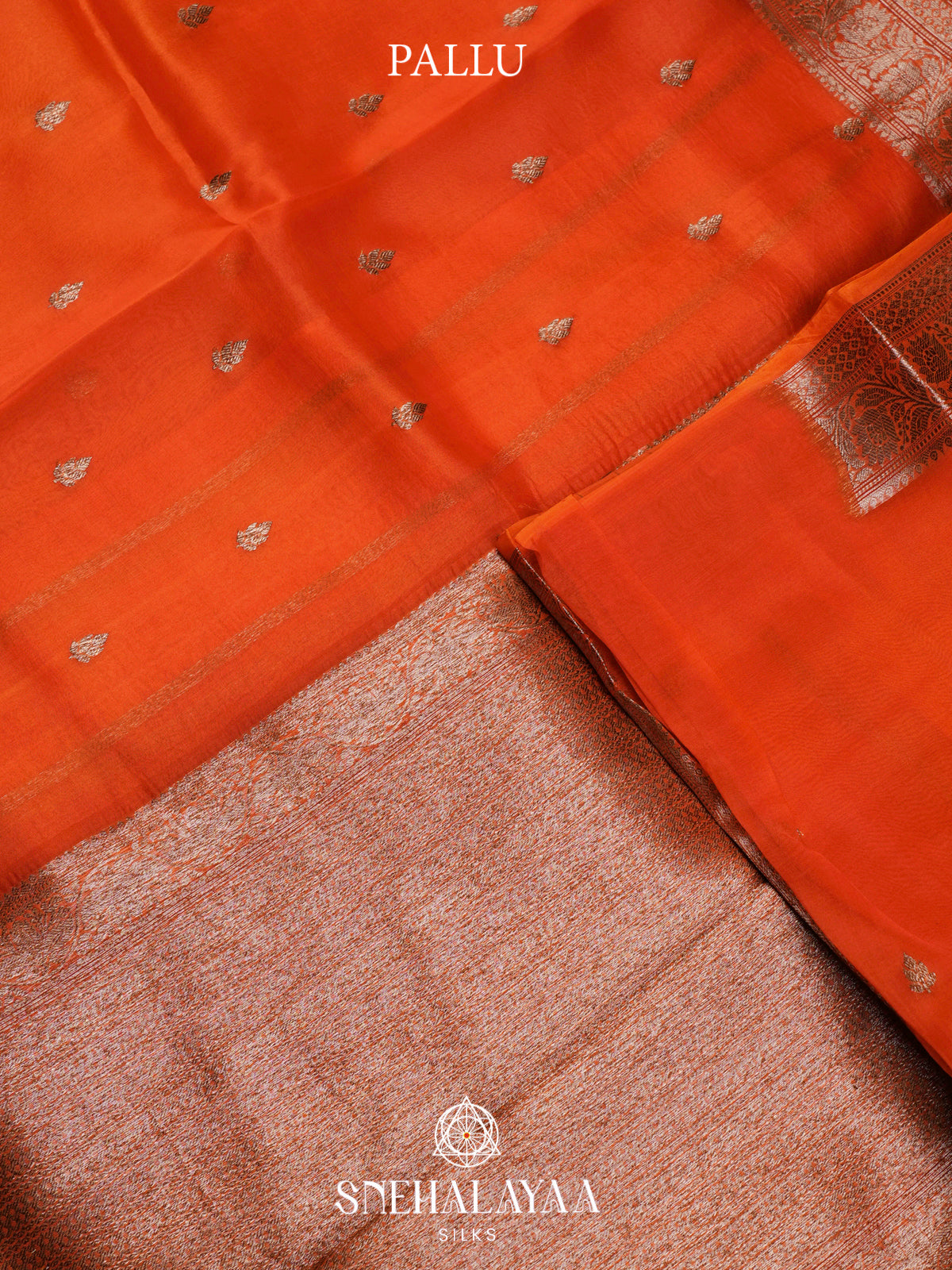 Orange Kora Silk Saree