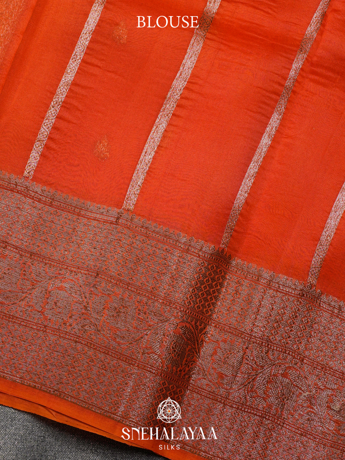 Orange Kora Silk Saree